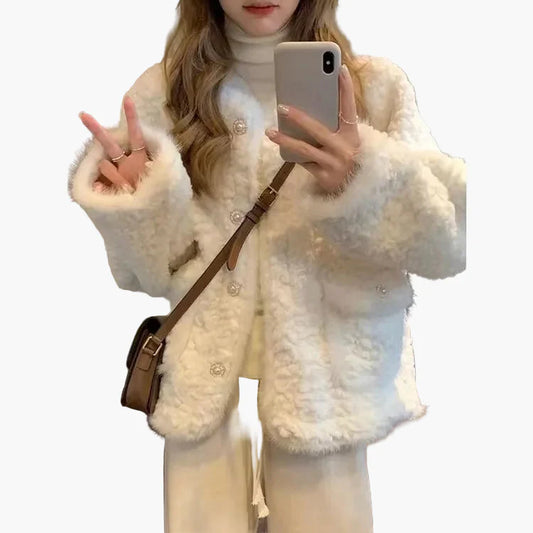 Elegancka damska kurtka w koreańskim, casualowym stylu na zimę