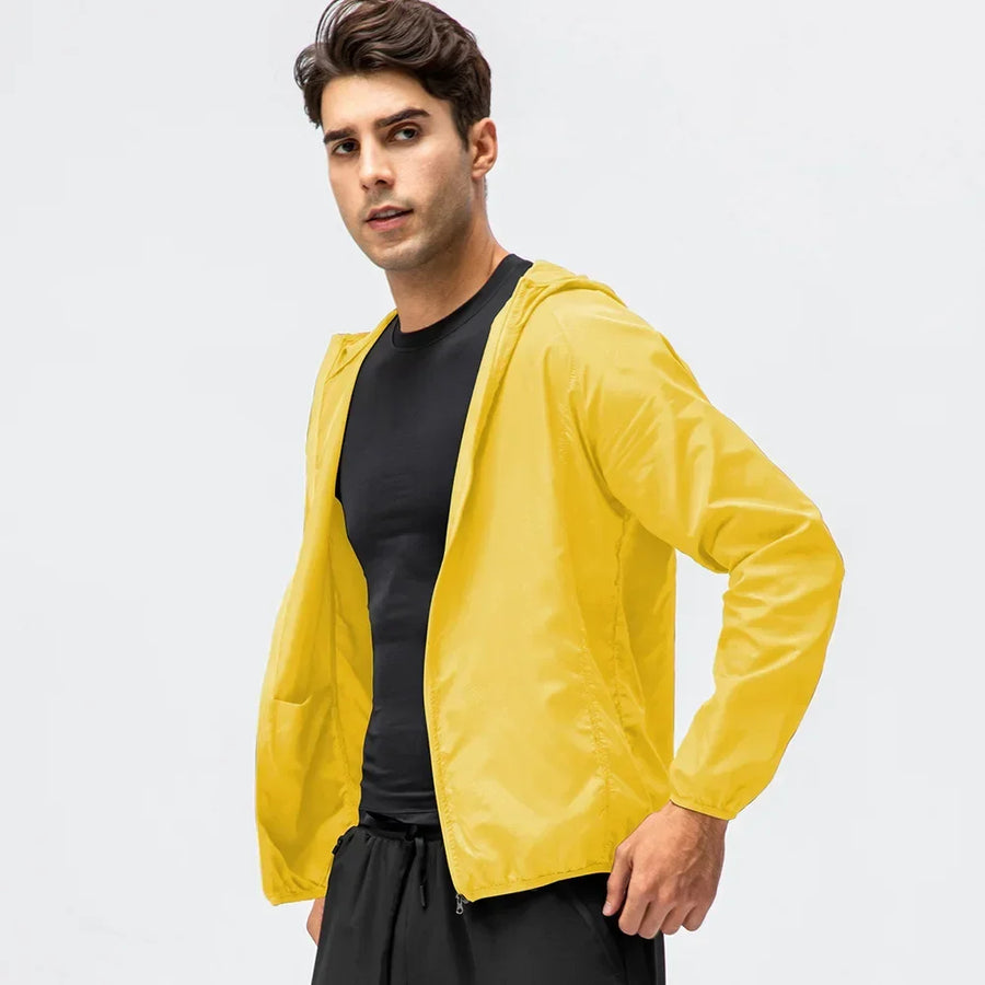 Veste coupe-vent légère à capuche pliable pour homme