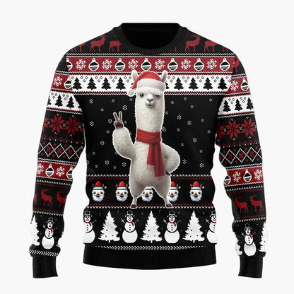 Unisex Weihnachts-Pullover Lama mit festlichen Mustern – Winter-Sweatshirt mit Humor, originelles Geschenk
