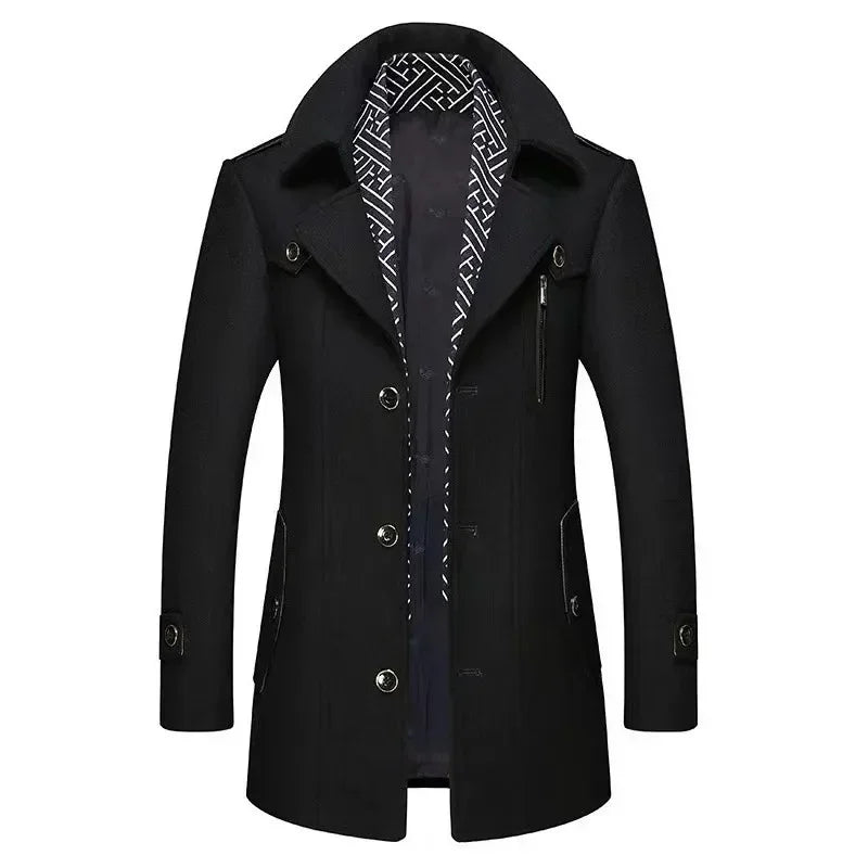 Elegant lång kappa för herr – Chic och bekväm urban stil