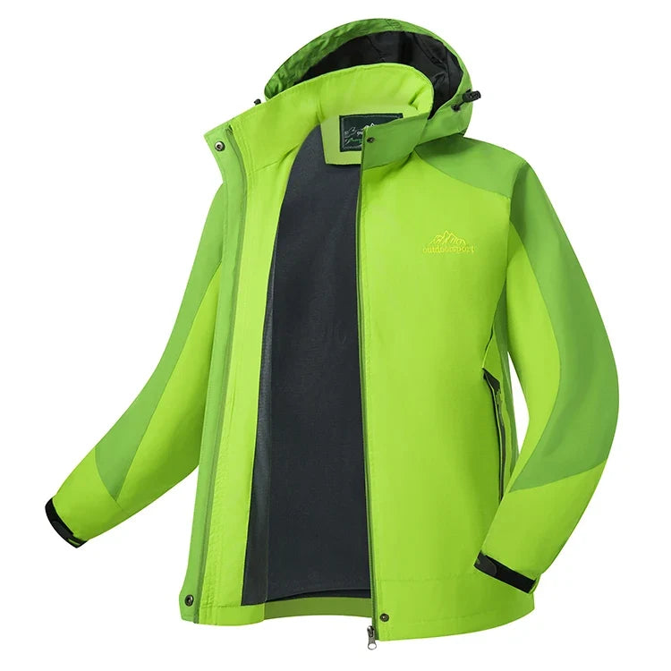 Zweifarbige wasserdichte Damenjacke mit Kapuze und herausnehmbarem Fleecefutter