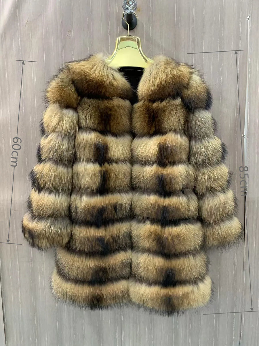 Manteau long à capuche aspect fourrure marron clair et foncé