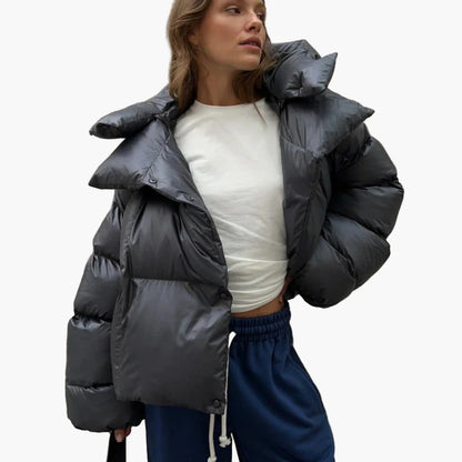 Kort oversized dunjakke til kvinder i trendy urban vinterstil