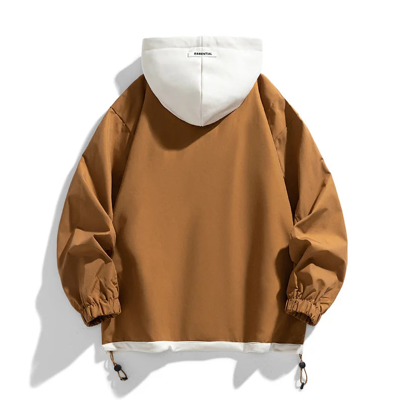 Veste Homme à Capuche Doublée Style Décontracté avec Cordon de Serrage Manches Longues