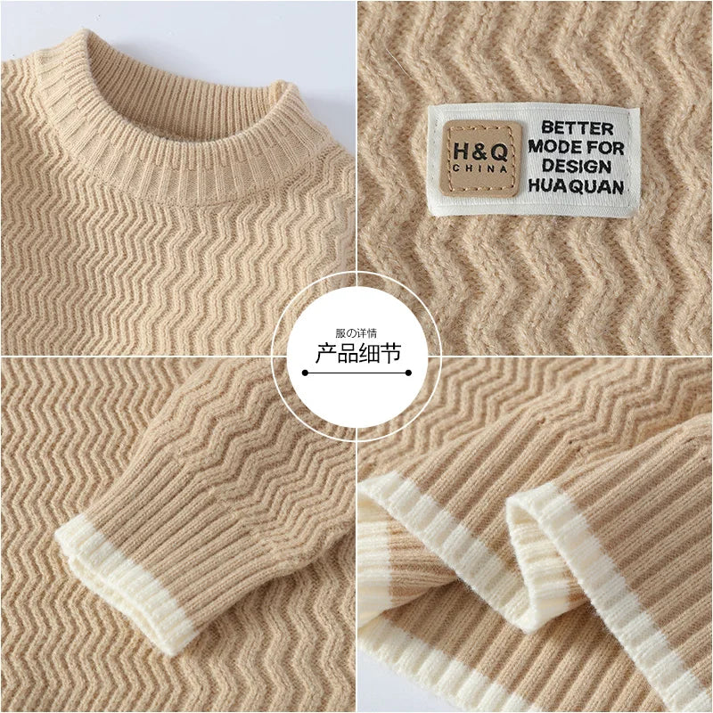 Jersey de cuello alto para hombre, punto texturizado a rayas y mangas largas