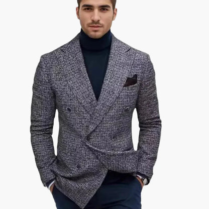 Elegante dubbele herenjas in zakelijke stijl – Modern en verfijnd