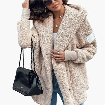 Hættetrøje i pelslignende stil til kvinder, afslappet og elegant trend