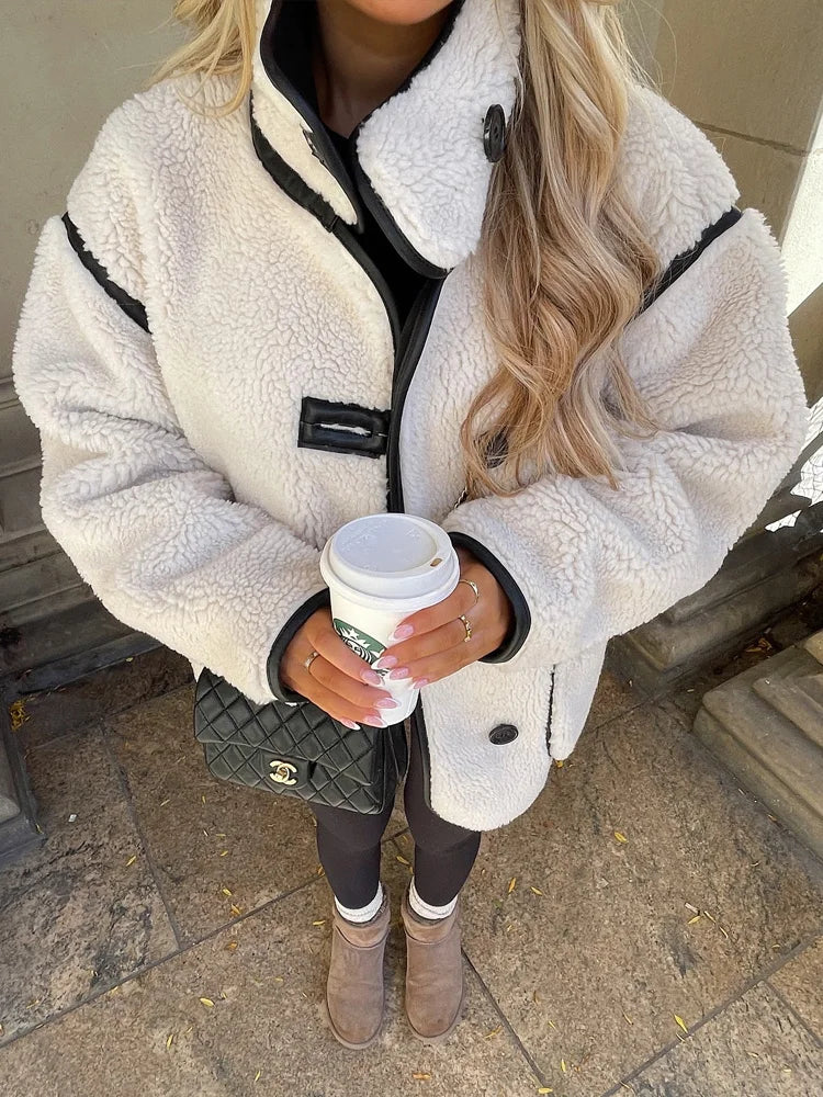 Chaqueta Sobredimensionada para Mujer Estilo Urbano Elegante para Otoño e Invierno