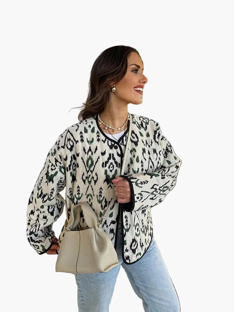 Pikowana kurtka damska w stylu boho chic, casualowa