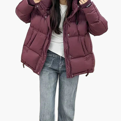Chaqueta acolchada gruesa para mujer estilo urbano con capucha para invierno – chaqueta cálida casual