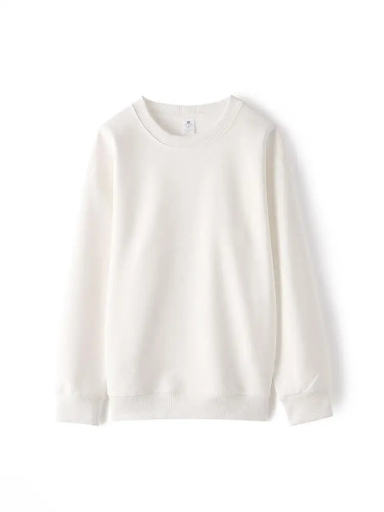 Avslappnad unisex sweatshirt med rund hals, långa ärmar och enfärgad design