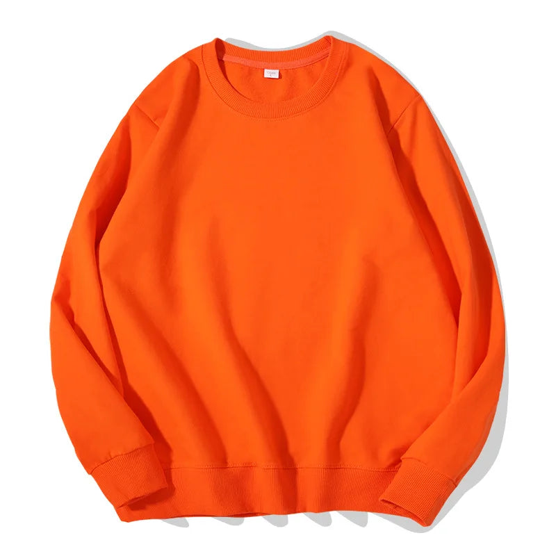 Sudadera informal lisa de cuello redondo, de tejido suave