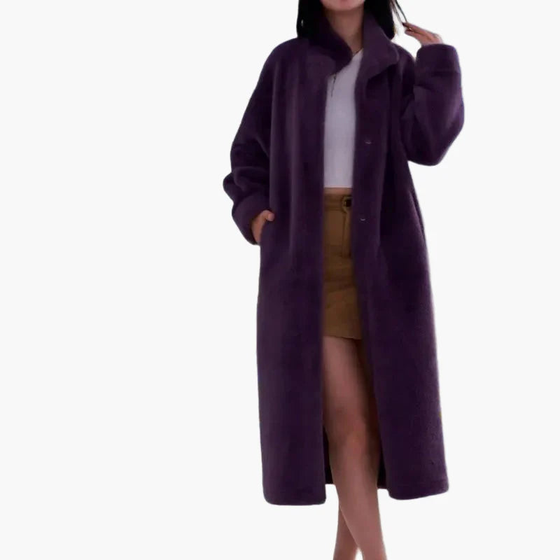 Manteau long femme style cocoon élégant pour hiver, coupe ample, idéal pour un look décontracté chic
