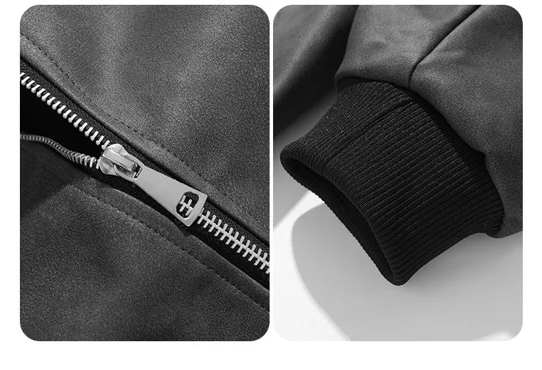 Veste Bomber Homme Capuche Noire Fermeture Éclair Manches Longues