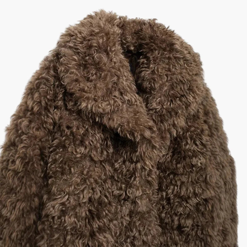 Abrigo de mujer estilo vintage de piel sintética con aspecto de oveja, tendencia invierno
