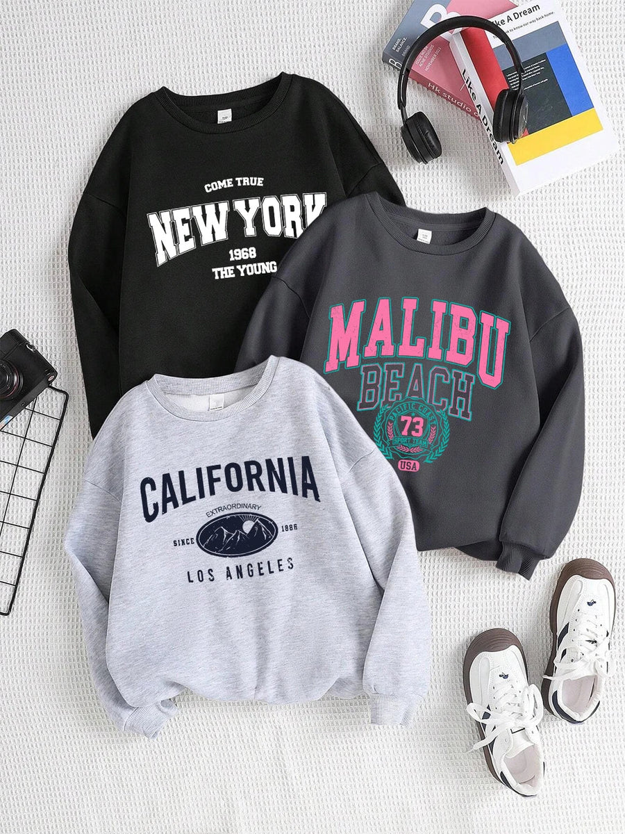 Unisex rundhalsad sweatshirt med bokstavstryck i ledig stil