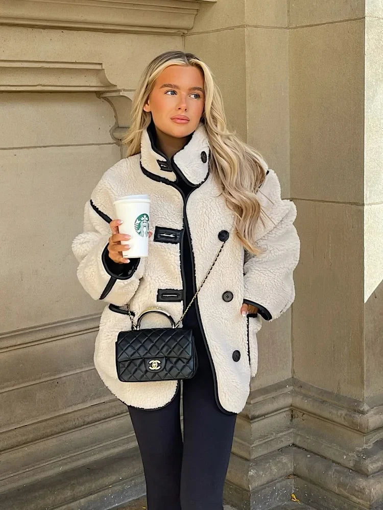 Chaqueta Sobredimensionada para Mujer Estilo Urbano Elegante para Otoño e Invierno