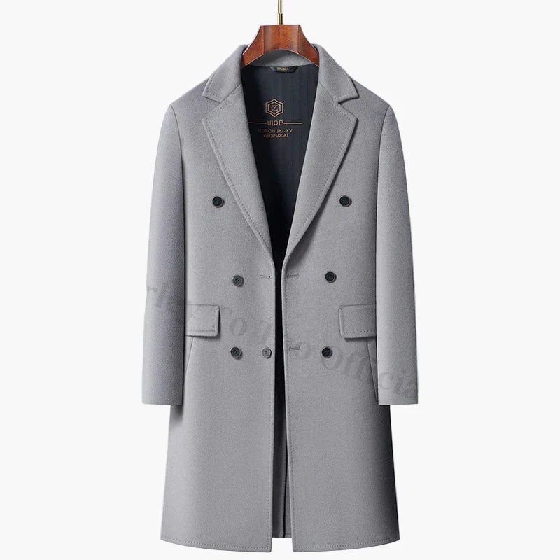 Manteau long élégant homme double boutonnage style urbain – Idéal pour affaires et sorties