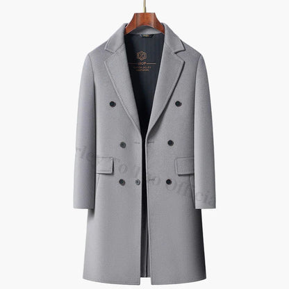 Manteau long élégant homme double boutonnage style urbain – Idéal pour affaires et sorties