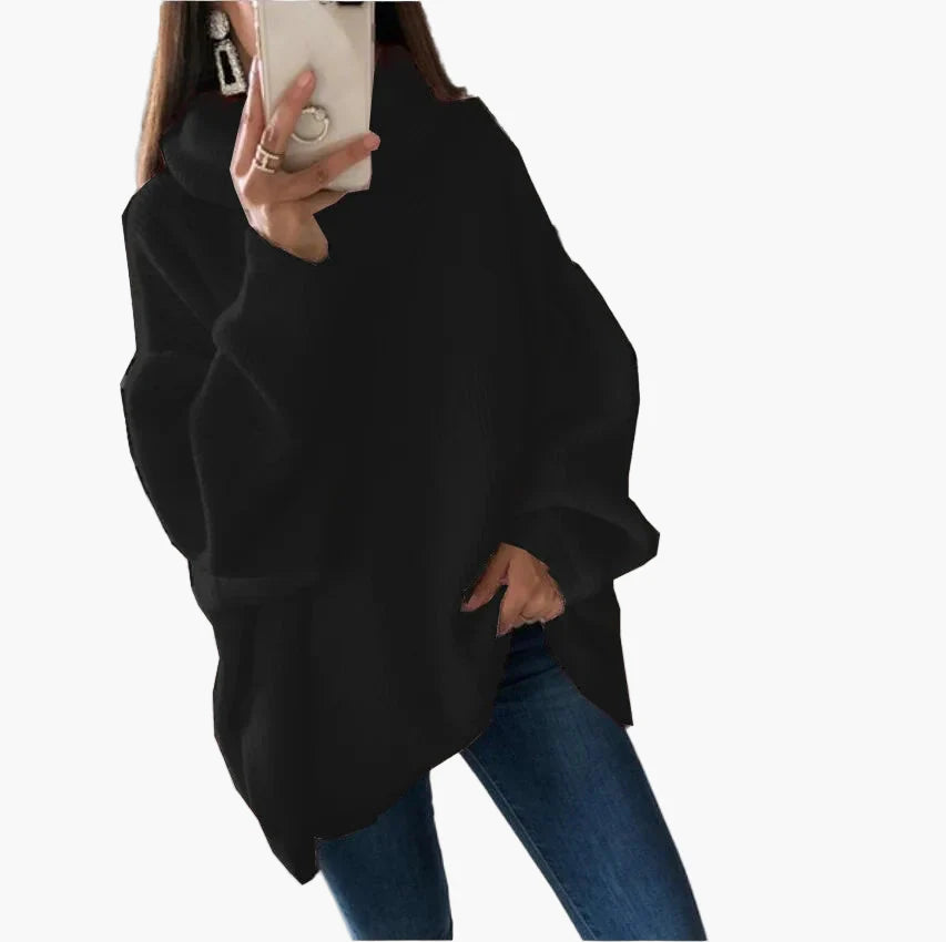 Pull col roulé oversize style décontracté pour femme - Chic et confortable pour l'automne et l'hiver