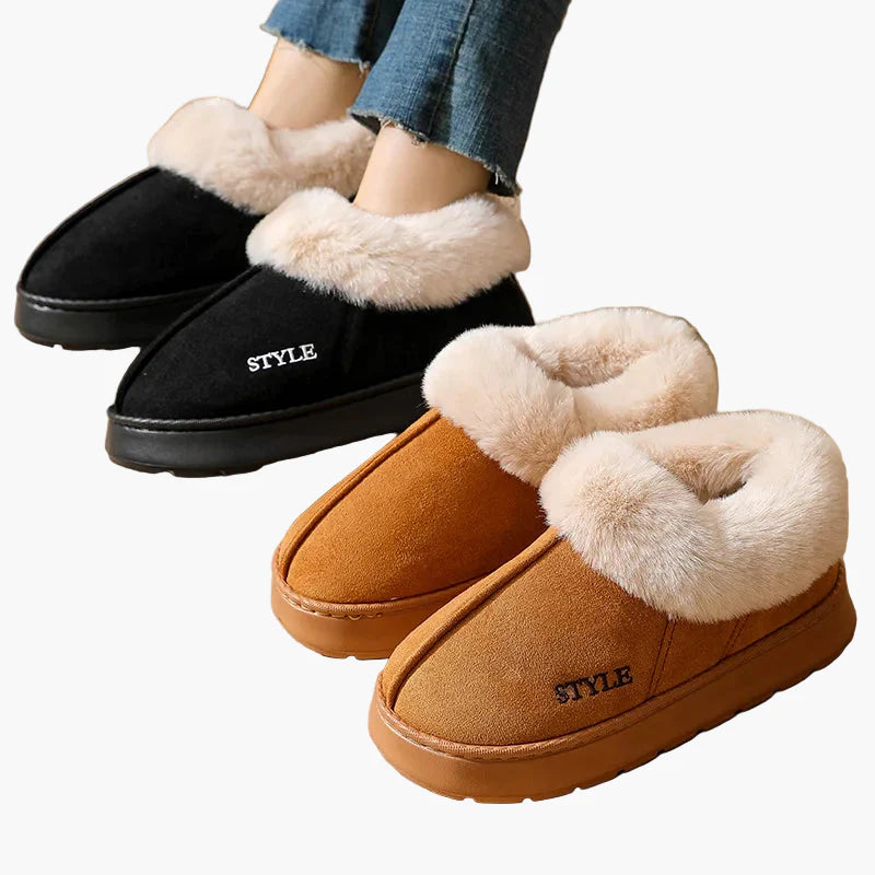 Pantoufles d'intérieur pour femme style bottillon chaud et confortable
