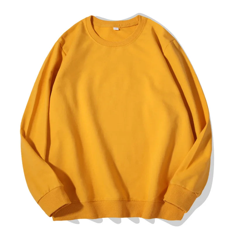 Sudadera informal lisa de cuello redondo, de tejido suave