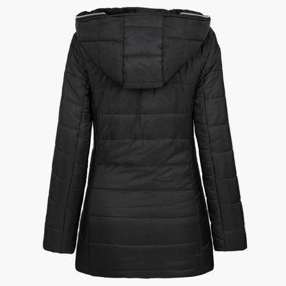 Chaqueta de invierno para mujer elegante con capucha estilo acolchado largo para tiempo frío
