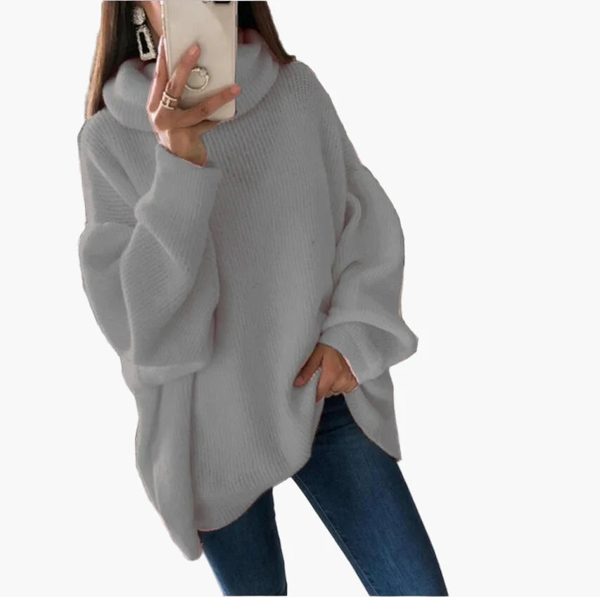 Pull col roulé oversize style décontracté pour femme - Chic et confortable pour l'automne et l'hiver
