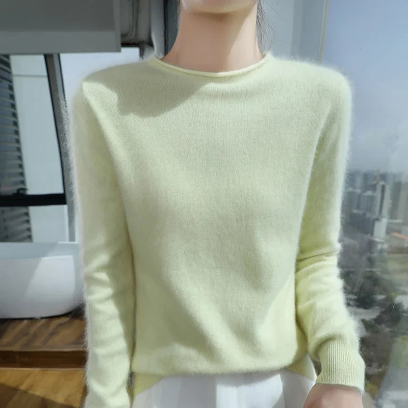 Women's soft crew-neck long-sleeve sweater, available in several colors