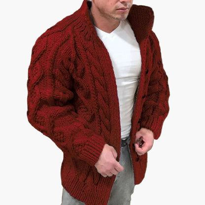 Cardigan spesso a trecce da uomo – Stile casual ed elegante, ideale per l'autunno e l'inverno