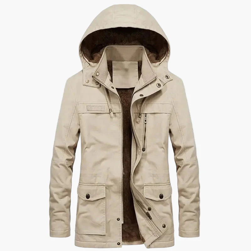 Men's winter hooded jacket urban casual style – warm and trendy long coat