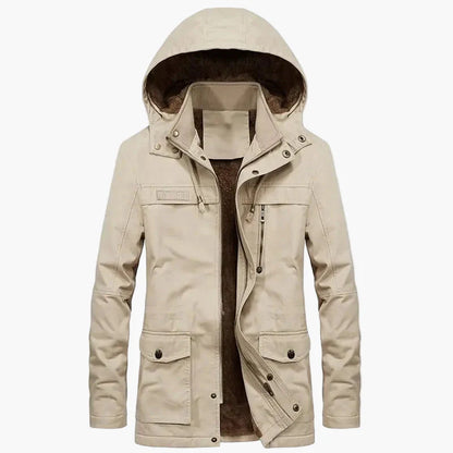 Men's winter hooded jacket urban casual style – warm and trendy long coat