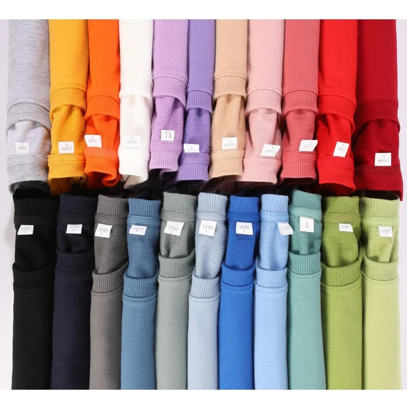 Sudadera informal lisa de cuello redondo, de tejido suave