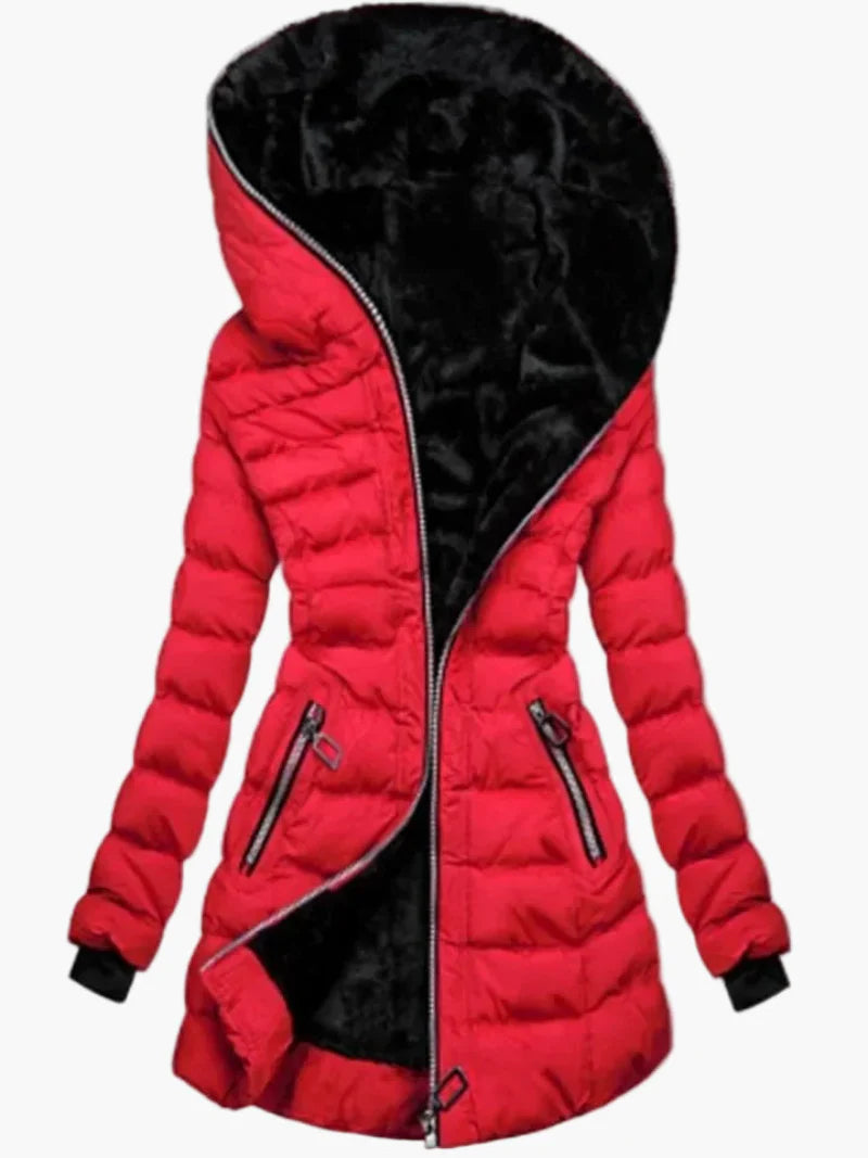 Chaqueta de invierno para mujer elegante con capucha estilo acolchado largo para tiempo frío