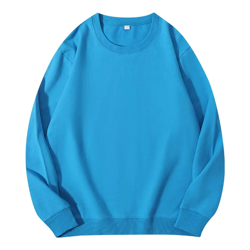 Sudadera informal lisa de cuello redondo, de tejido suave