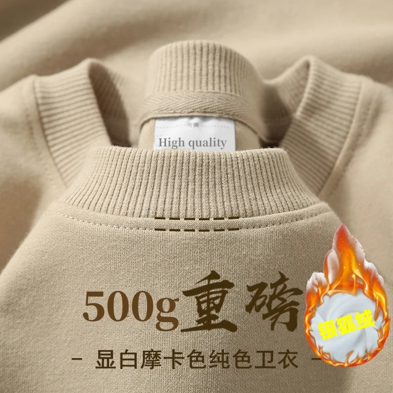 Herren-Sweatshirt mit Rundhalsausschnitt, Fleece-Futter und langen Ärmeln