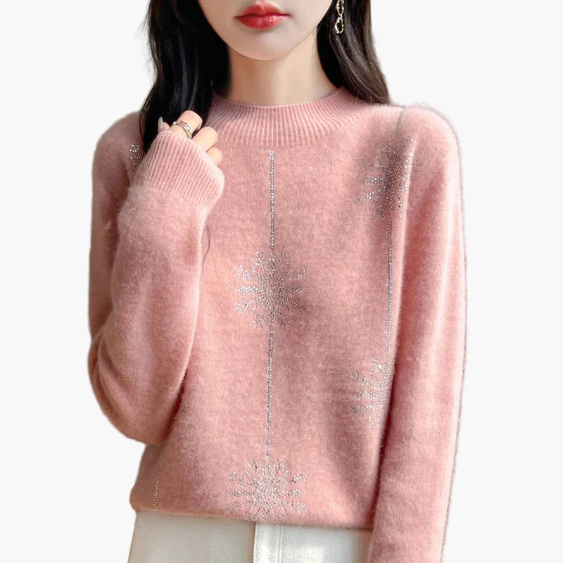 Maglione donna elegante collo alto stile casual chic per autunno e inverno