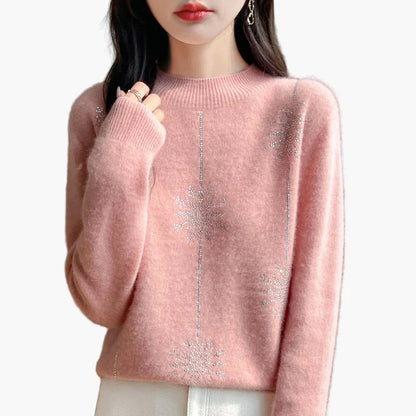 Maglione donna elegante collo alto stile casual chic per autunno e inverno