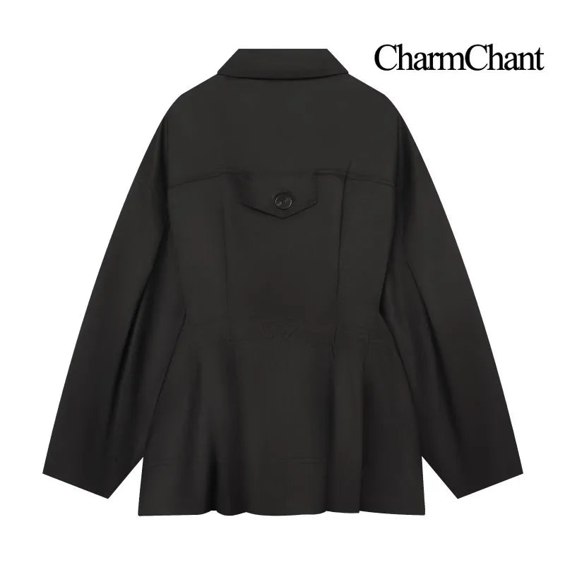 Giacca camicia casual da donna, tinta unita, con tasche applicate e colletto classico