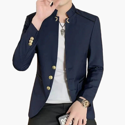 Elegante col Mao jas voor heren, stedelijke chique stijl voor avond en kantoor