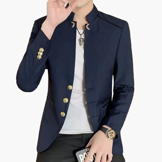 Elegant Mao collar jacket for men urban chic style evening and office