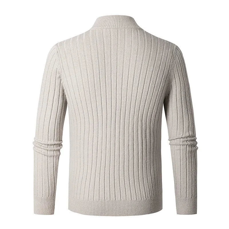 Chaqueta con cremallera media de estilo acanalado para hombre, elegante y cómoda, ideal para otoño-invierno