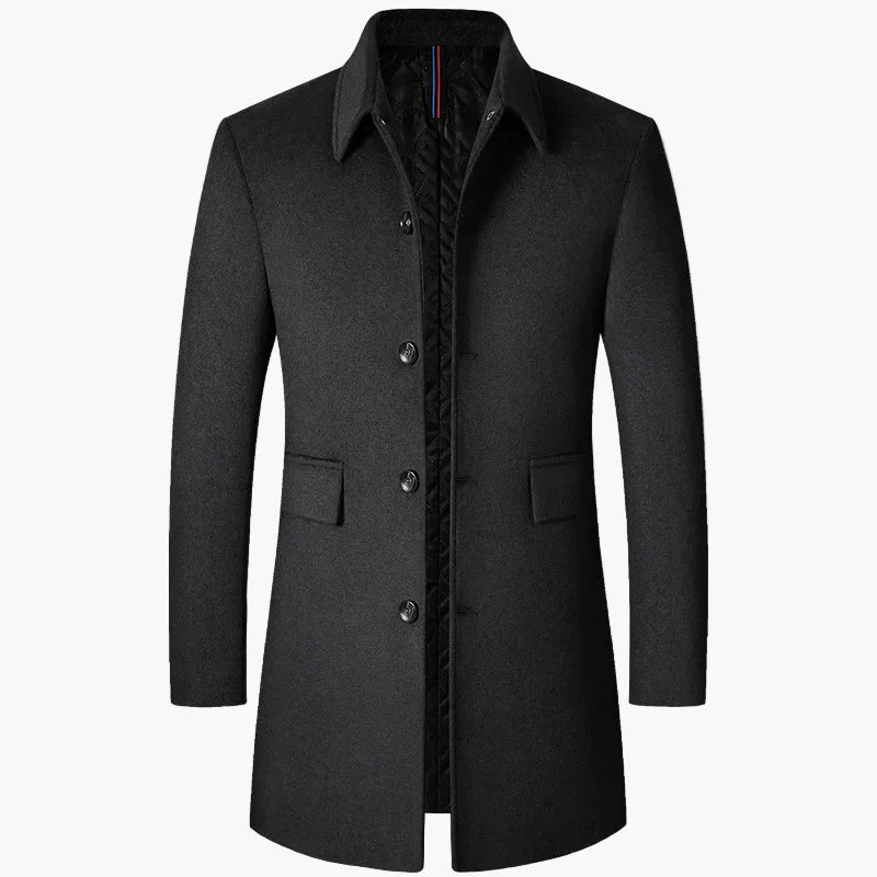 Elegant mellomlang herremantel i koreansk stil, trenchcoat med slag for moderne urban look