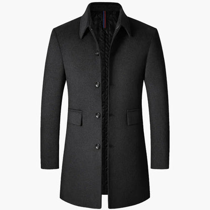 Elegant mellomlang herremantel i koreansk stil, trenchcoat med slag for moderne urban look