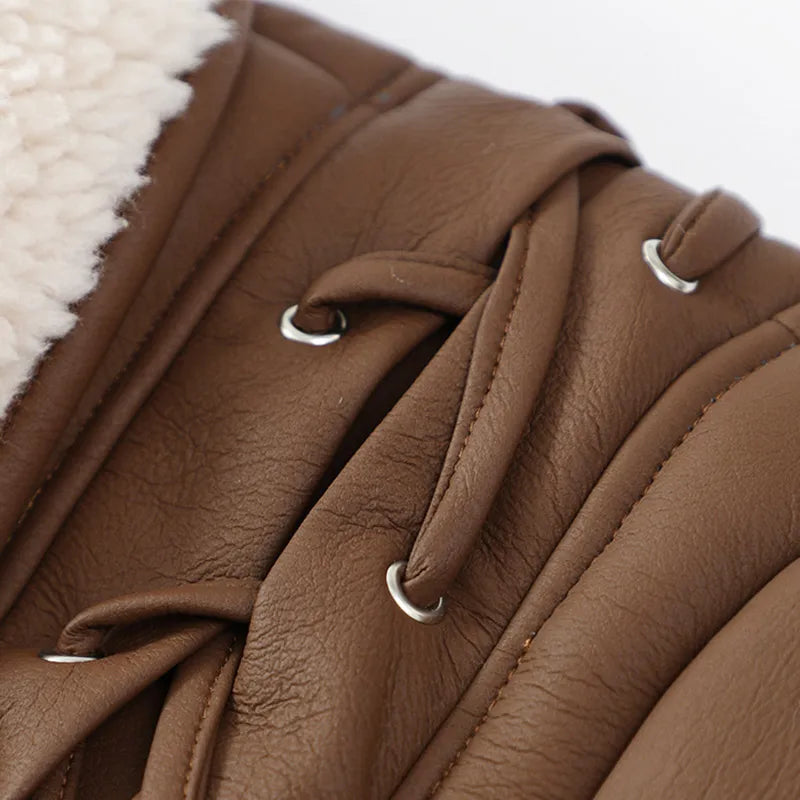 Chaqueta de invierno para mujer estilo aviador con cuello chal y cinturón – Elegancia casual para tiempo frío