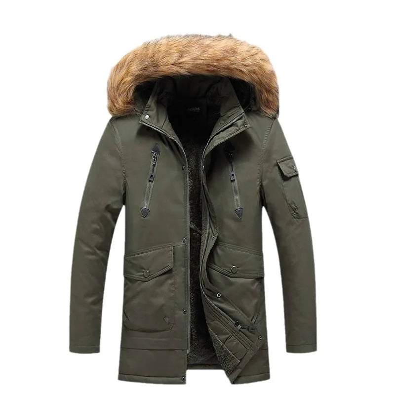 Parka Homme Hiver Rembourrée avec Capuche Fourrure Synthétique