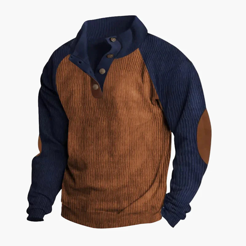 Casualowa bluza męska z kołnierzem na guziki w stylu retro na wypoczynek