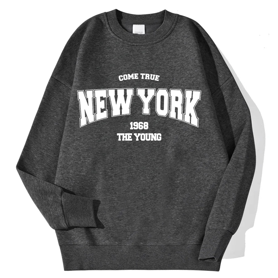 Unisex rundhalsad sweatshirt med bokstavstryck i ledig stil