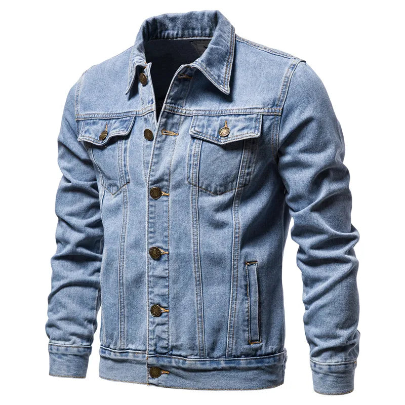 Klassisk denimjakke til mænd, afslappet pasform, fås i flere farver