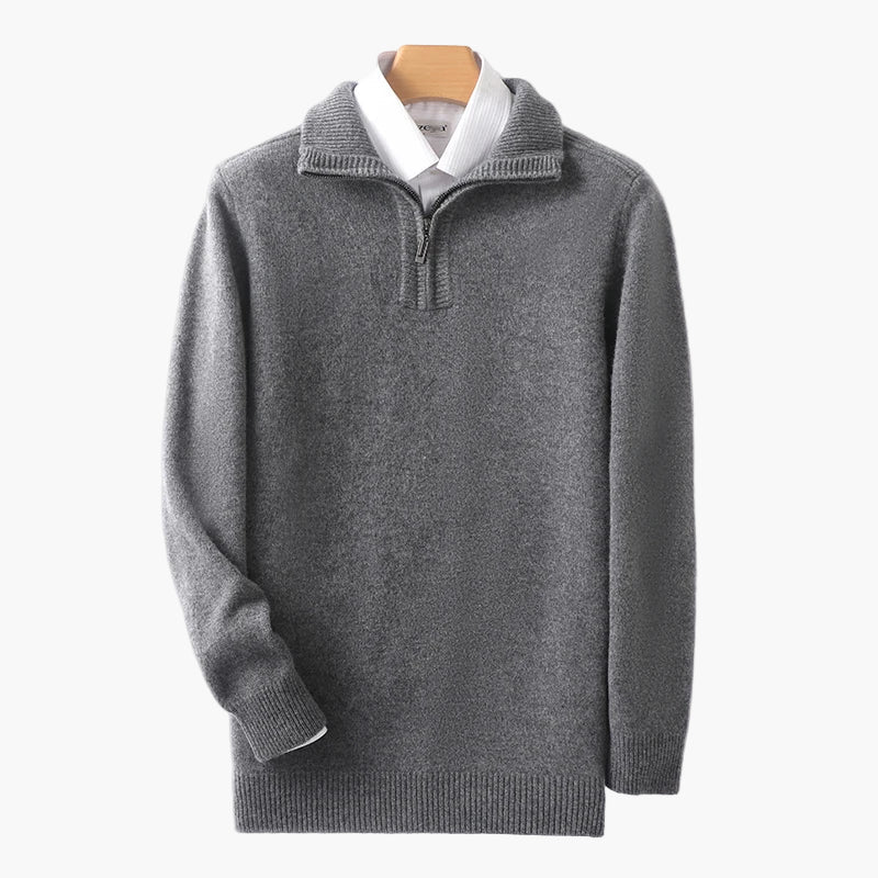 High-neck zip-up sweater for men casual chic style